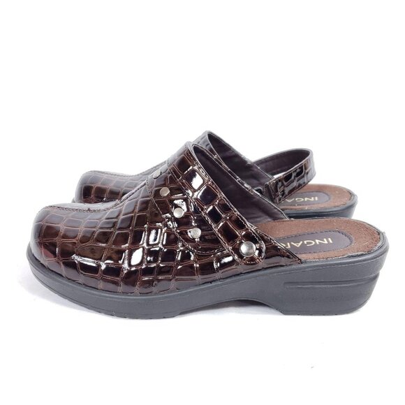 Ingaro Slide Mule Clog Women's Size 6.5 Brown Croc Embossed - Picture 5 of 9